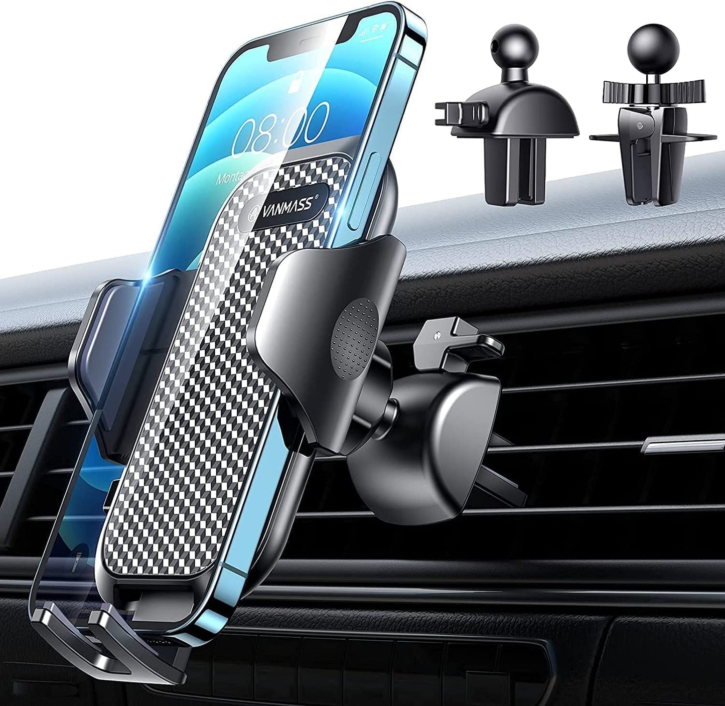 [Upgraded] VANMASS BEST Car Vent Phone Holder Mount Compatible for Iphone 14 13 Pro Max 12 11 X Xr Xs 8 7 plus Mini Se Android Mobile Cell Smartphone Universal Vehicle Handsfree Easy Clamp Clip Cradle  VANMASS   
