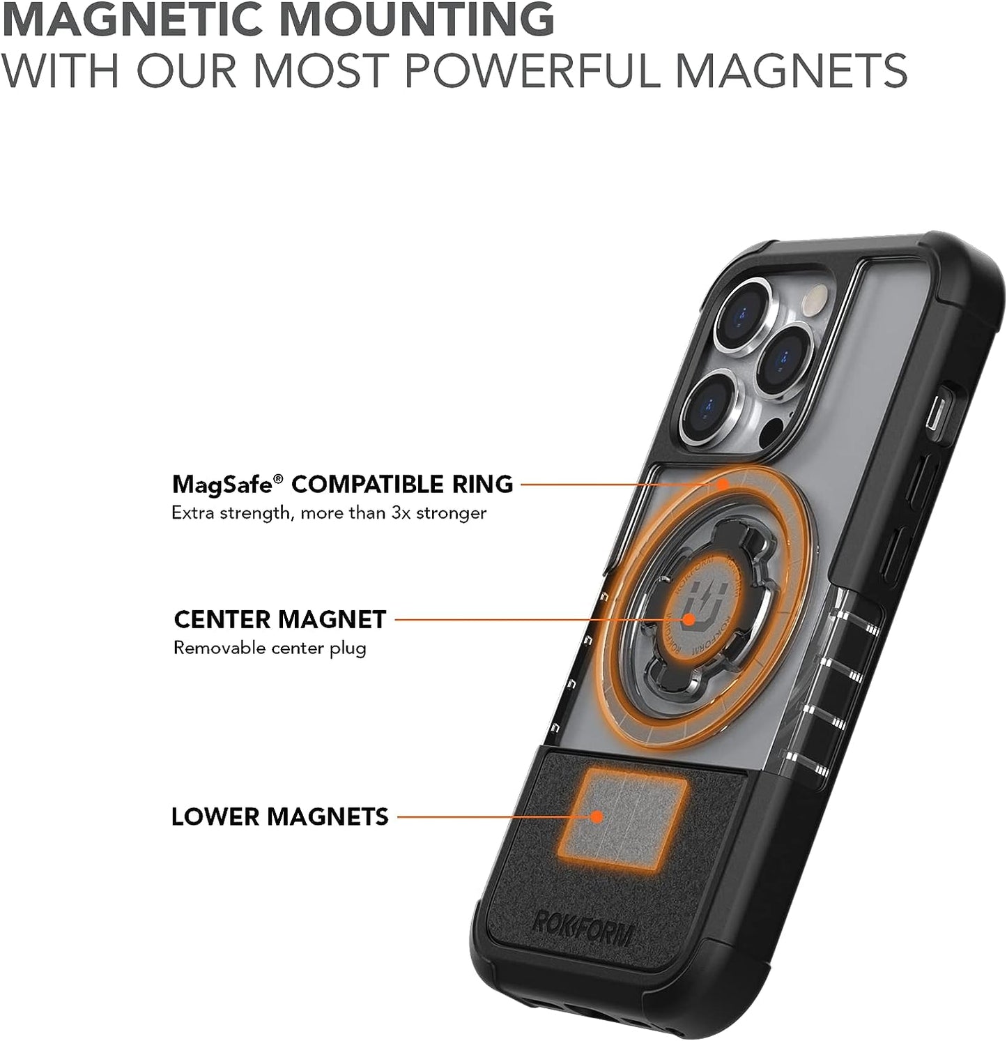 Rokform - Iphone 14 Pro Case, Crystal Series, Dual Magnet + Magsafe Compatible, Clear Apple Case, Iphone Cover with Roklock Twist Lock, Slim Magnetic Drop Tested Armor (Clear)  Rokform   