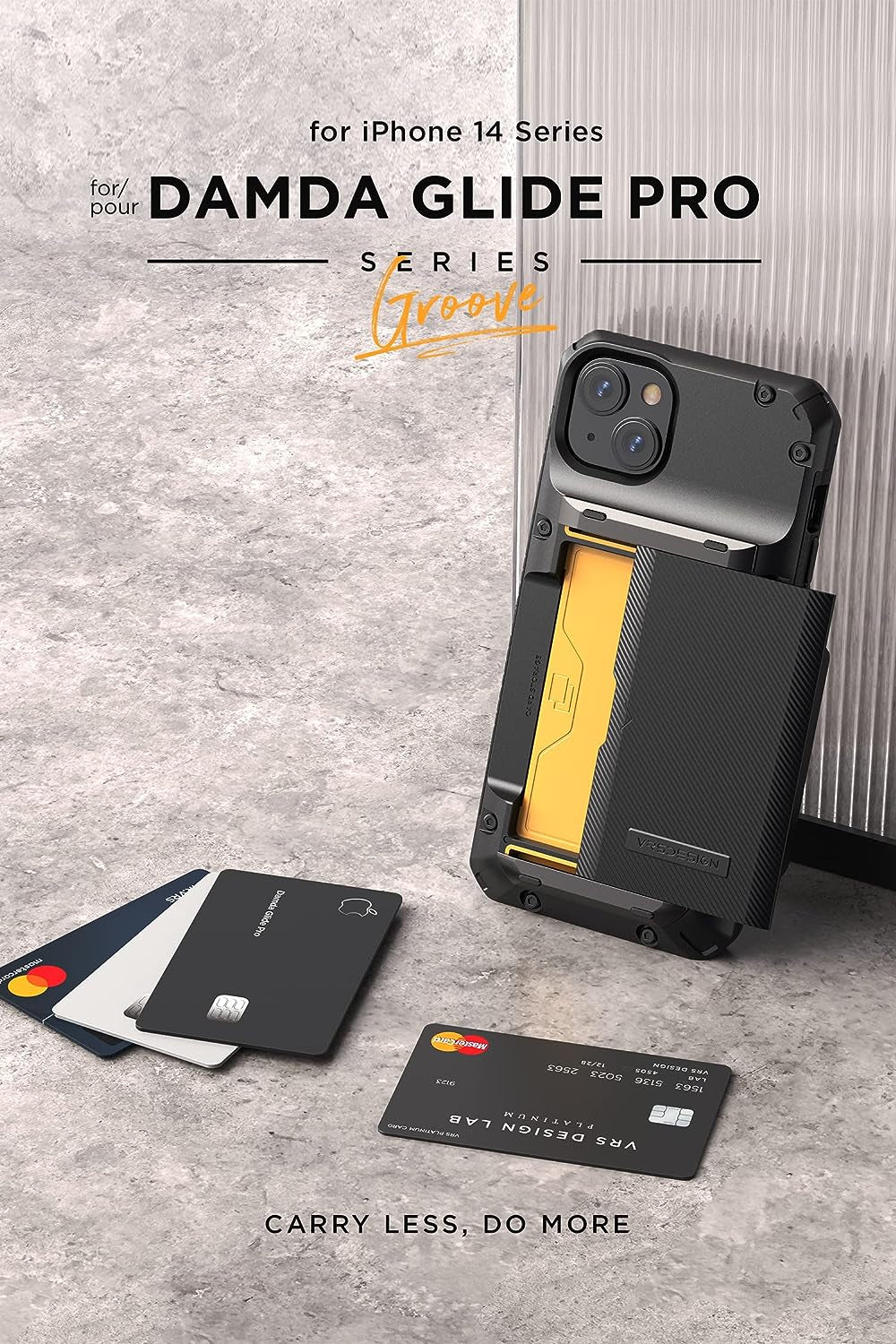 VRS Design Damda Glide Pro Phone Case for Iphone 14 Plus, Sturdy Semi Auto Wallet [4 Cards] Case Compatible for Iphone 14 plus (2022) (Groove Black)  VRS DESIGN   
