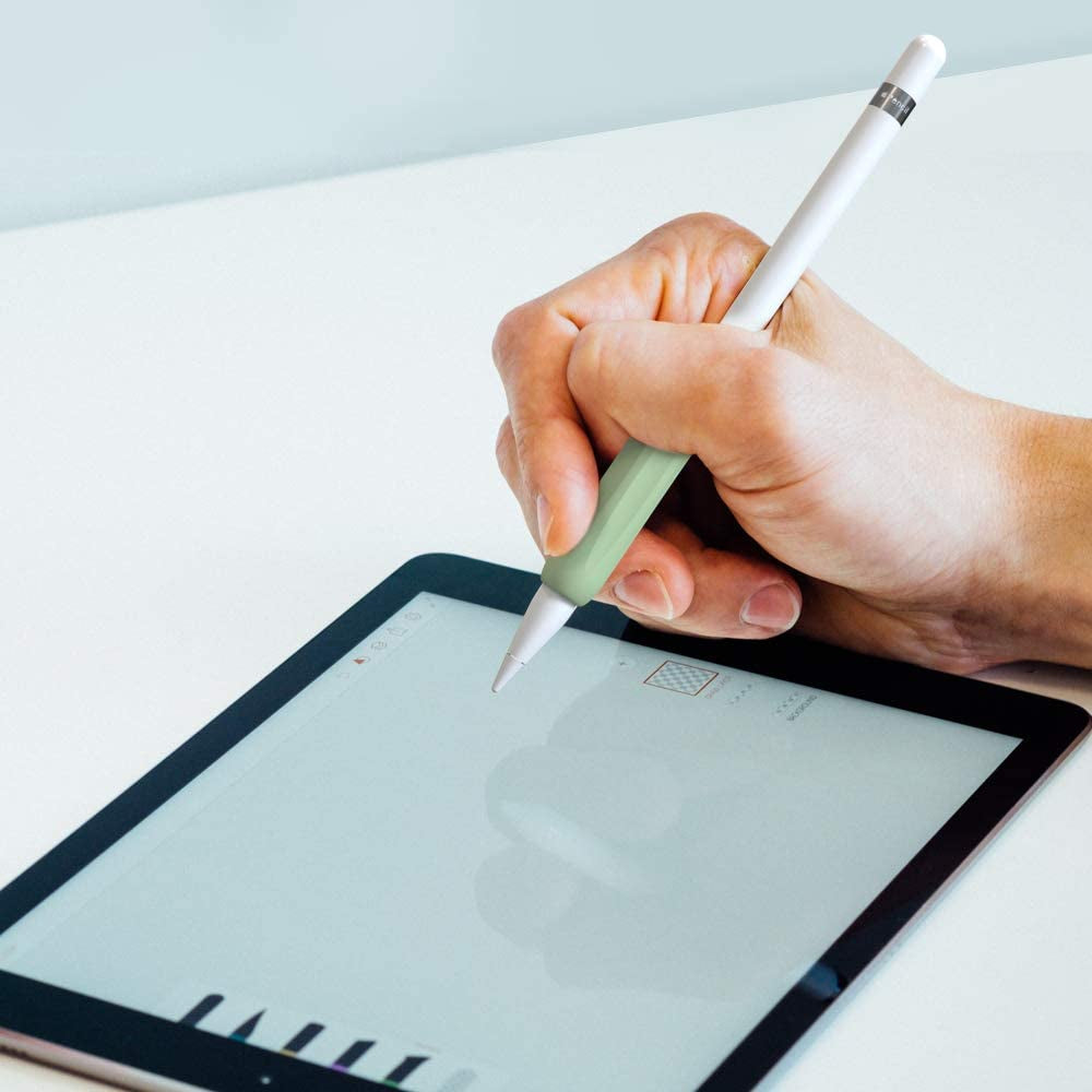 Delidigi Apple Pencil Grip 3 Pack Ergonomic Stylus Grip Silicone Sleeve Accessories Compatible with Apple Pencil 1St and 2Nd Generation (White, Pink, Avocado Green)  Delidigi   