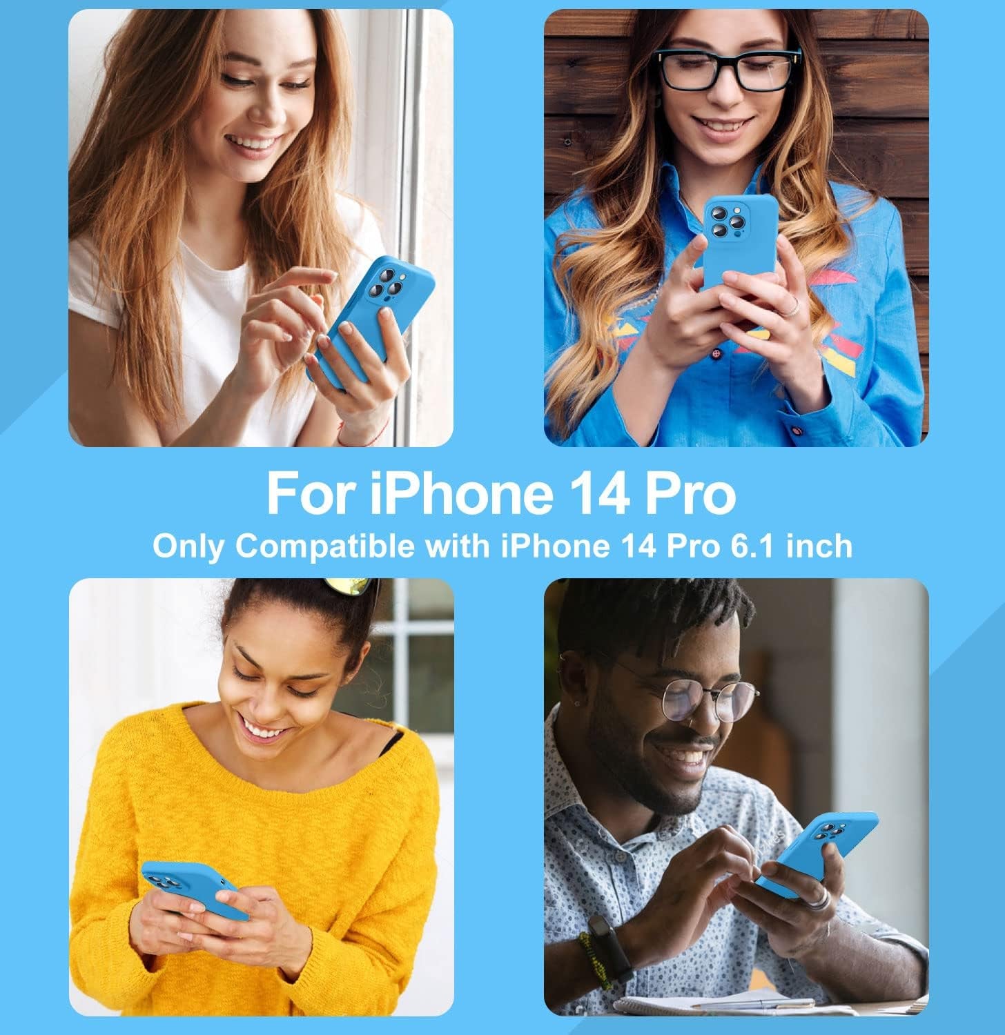 Ktele Compatible with Iphone 14 Pro Case, Ab-Grade Liquid Silicone Case, [Four Corner 50+Tiny Airbags Shockproof] [Soft Microfiber Lining Anti-Scratch] Camera All-Round Protection Case-Blue  Ktele   