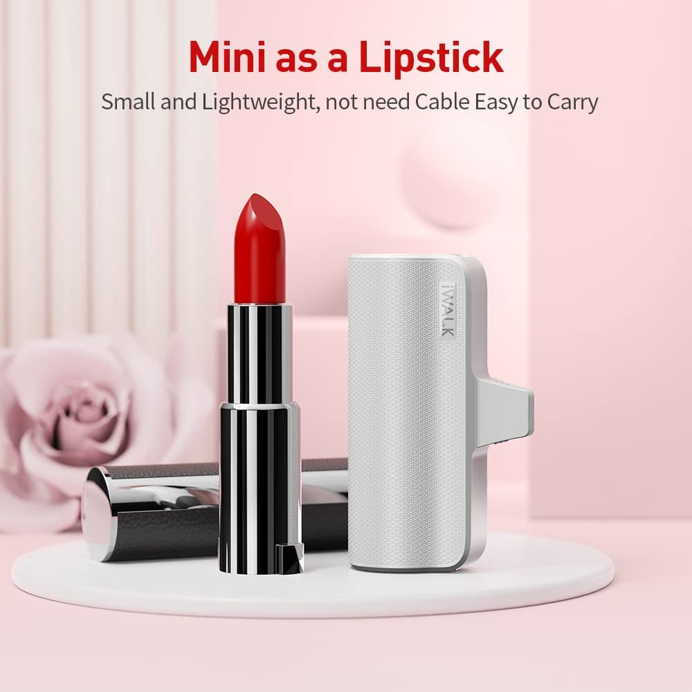 Iwalk Mini Portable Charger for Iphone with Built in Cable, 3350Mah Ultra-Compact Power Bank Small Battery Pack Charger Compatible with Iphone 14/13/13 Pro/12/12 Pro/11/Xr/Xs/X/8/7/6,White  iWALK   