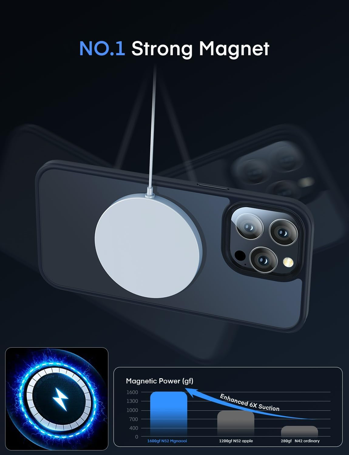 Mgnaooi Magnetic Case for Iphone 14 Pro Max Case [Mil-Grade Drop Tested & Compatible with Magsafe] Translucent Matte Back with Aluminum Alloy Keys, Shockproof 14 Pro Max Phone Case 6.7 Inch, Black  Mgnaooi   