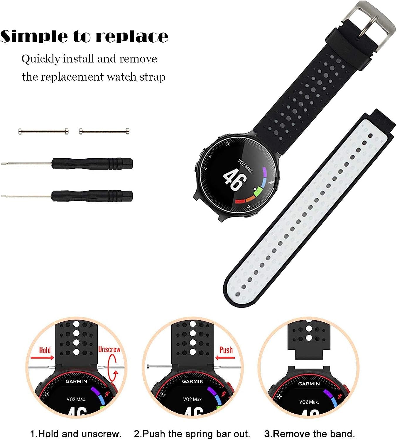 Honecumi Bands Compatible with Garmin Approach S20/ S5/ S6/Forerunner 220/230/ 235/235Lite/ 620/630/ 735/735XT Smart Watchband Wrist Band Strap for Men Women,Soft Silicone Colorful Band Accessory  honecumi   