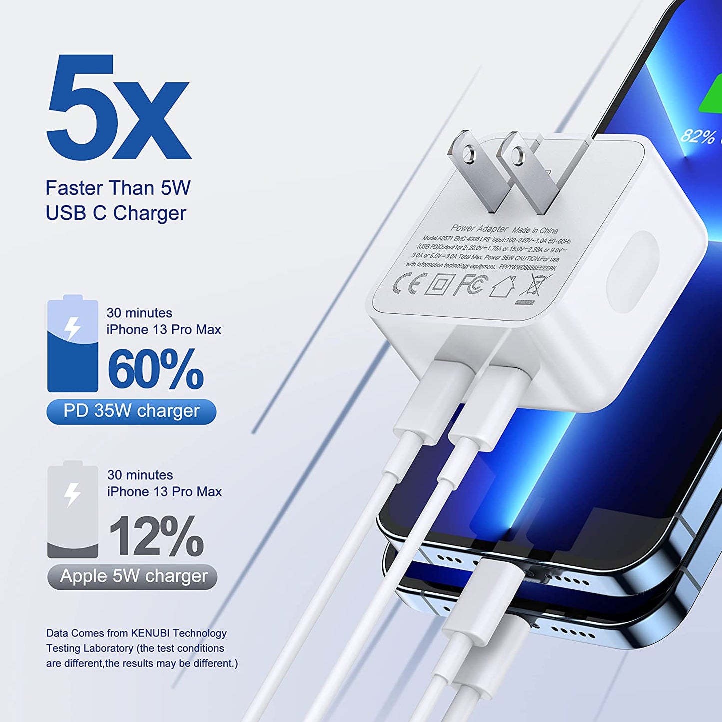 【2023 New】 35W Dual USB-C Port Compact Power Adapter [Mfi Certified] PD 3.0 Gan Foldable USB Type C Plug Fast Wall Charger Block for Iphone 13 12 11 14 Pro Max plus Mini, Ipad, Airpods, Macbook Air  Shenzhen Hua Nan Tong Electronic Technology Co.,Ltd.   