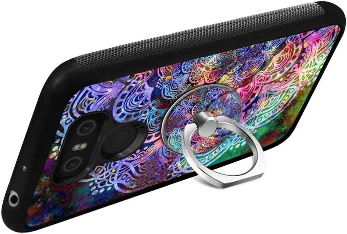 Designed for LG G6 Case,Silicone Slim Shockproof Phone Case with Metal Finger Ring Clasp Suitable for Men and Women, Mandala  YQCi   