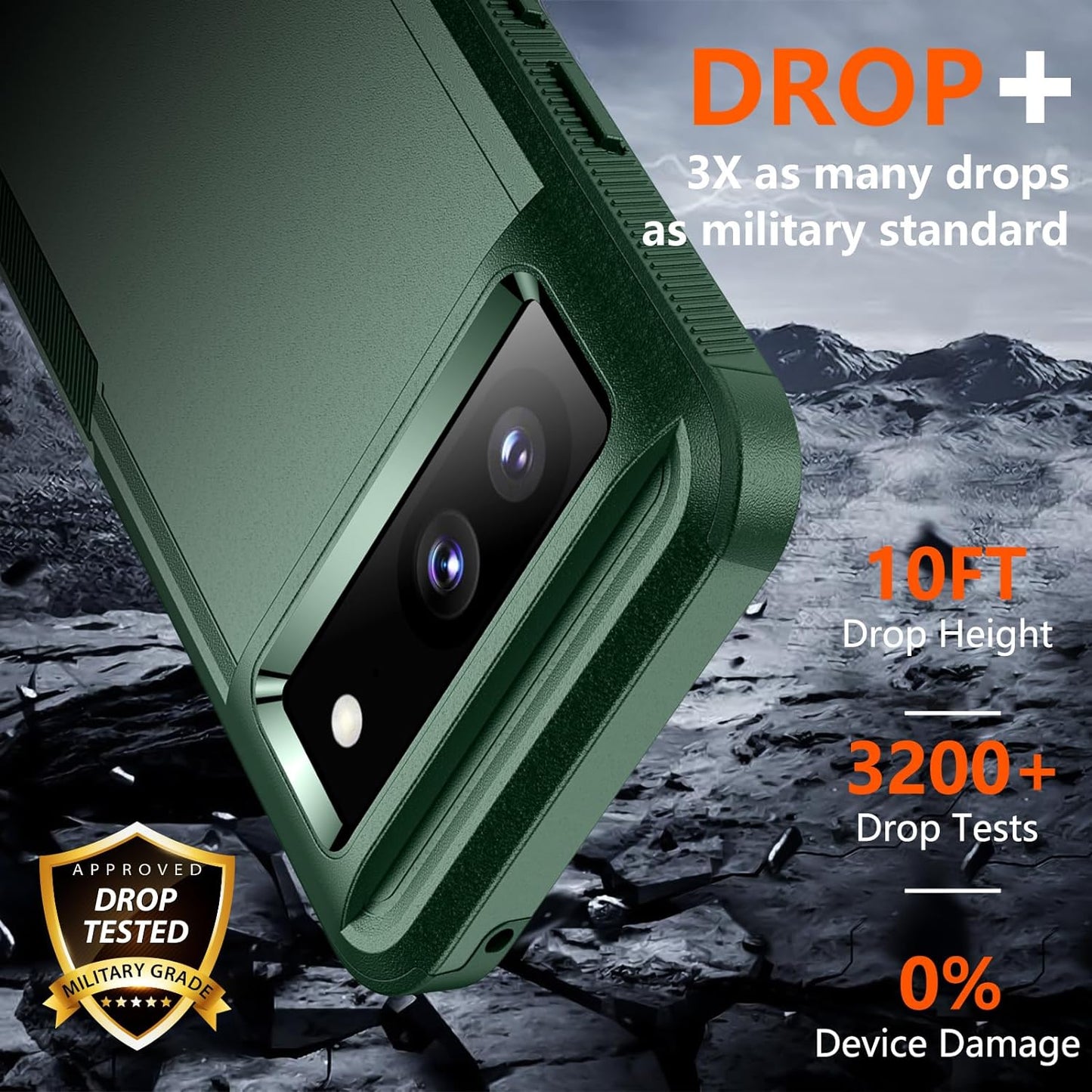 Justcool for Google Pixel 8 Case, with [2 Pcs Screen Protectors] [10FT Drop Protection] Dual Layer Full Body Heavy Duty Protective Case for Google Pixel 8 6.2 Inch,Dark Green  Justcool   