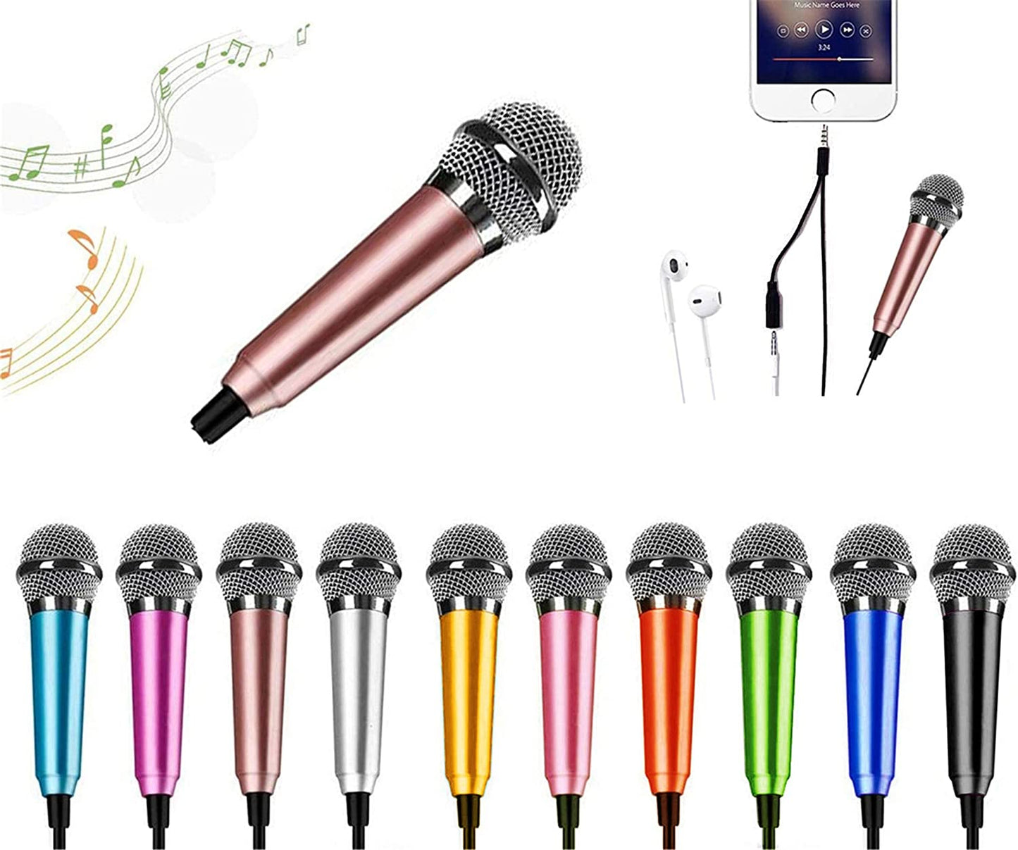 Mini Microphone,Portable Vocal Tiny Microphone, Asmr Microphone,Phone Microphone, Mini Karaoke Microphone for Voice Recording Chatting and Singing on Iphone,Android,Laptop Notebook（Silver）  DELADOLA Rose gold  