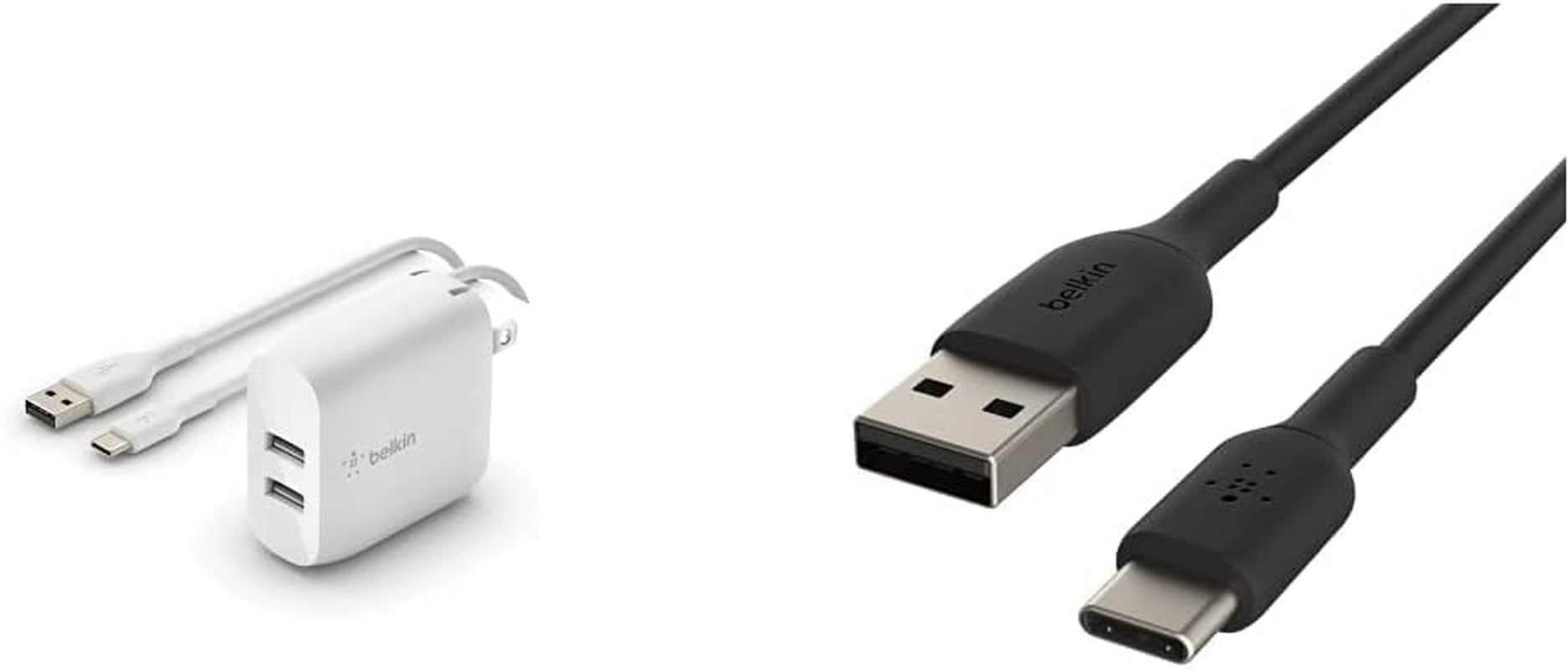 Belkin 24W Dual Port USB Wall Charger - Iphone Fast Charging - USB Charging Block for Power Bank, Iphone 14, Iphone13, Iphone 12, Iphone 11, Ipad Pro, Samsung & More, Iphone Cable Not Included  Belkin Includes USB-C Cable Charger + Cable, 1m 