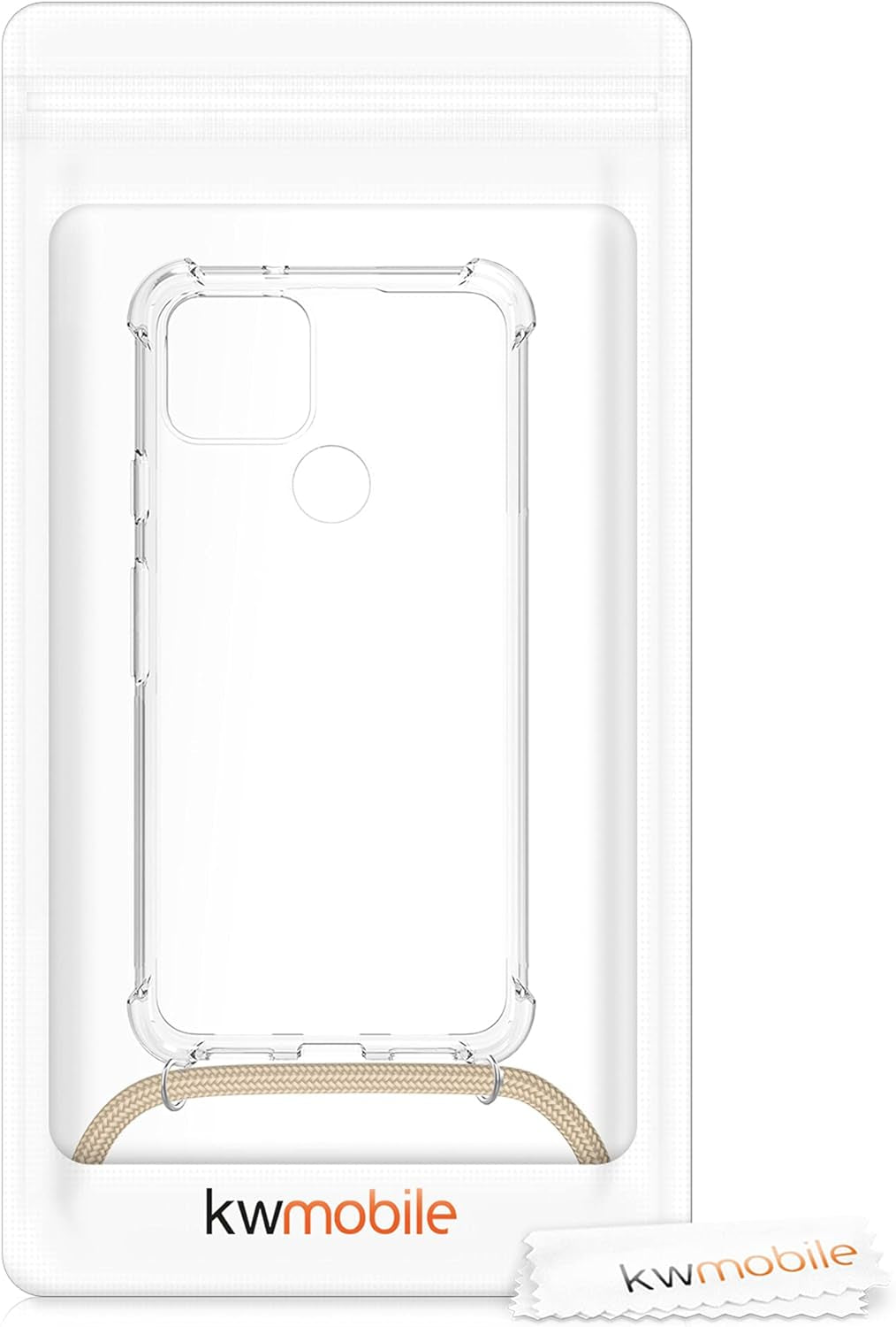 Kwmobile Crossbody Case Compatible with Google Pixel 5 Case - Clear TPU Phone Cover W/Lanyard Cord Strap - Gold  kwmobile   