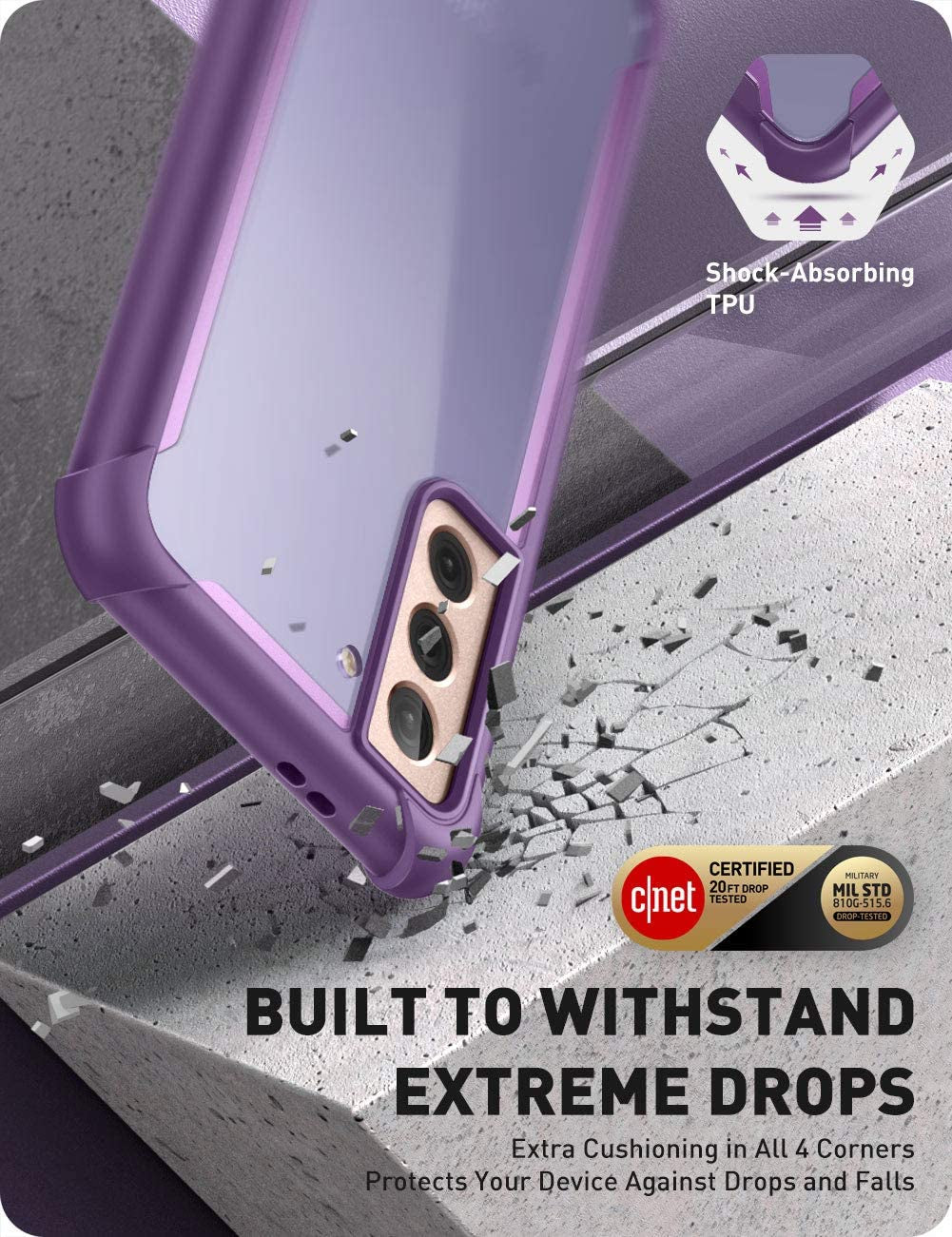 I-Blason Ares Series Case Designed for Galaxy S21 plus 5G (2021 Release), Rugged Clear Bumper Case without Built-In Screen Protector (Purple)  i-Blason   