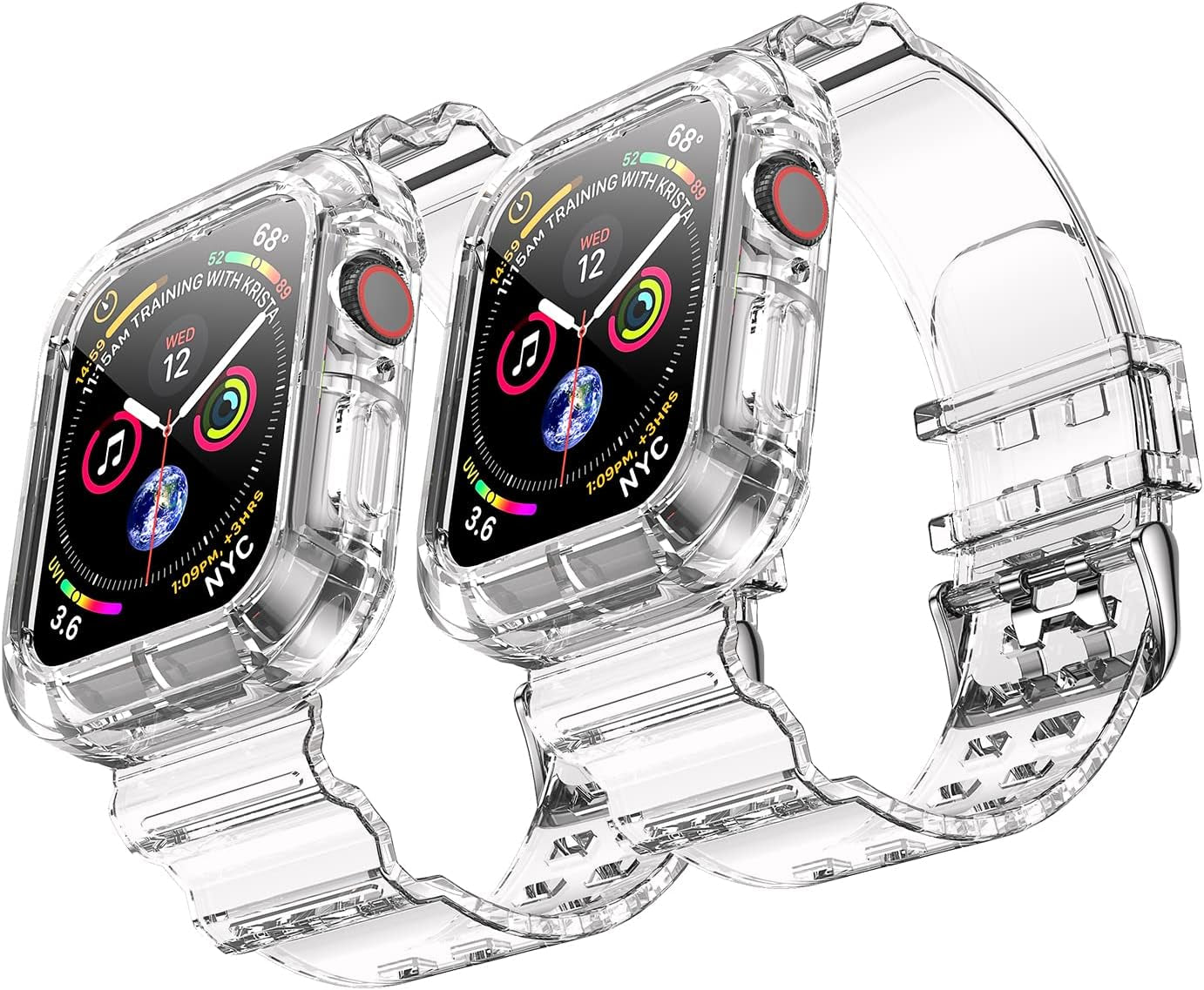 Clear Watch Band for Apple Watch 38Mm 40Mm 41Mm Transparent Crystal Bumper Case Band Compatible with Apple Watch Series 8 SE 7 6 5 4 3 2 1 (Black 38/40/41Mm)  NotoCity clear+clear 42/44/45mm 