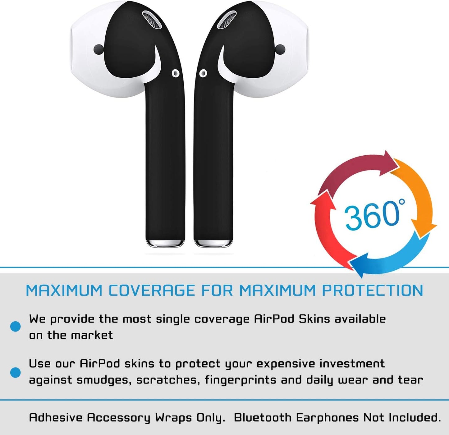 Airpod Skins Protective Wraps | Easy Install | Customize and Protect | Free Lifetime Replacements | Max Coverage | Compatible with Apple Airpods Accessories (Matte Black)  AirPod Skins   
