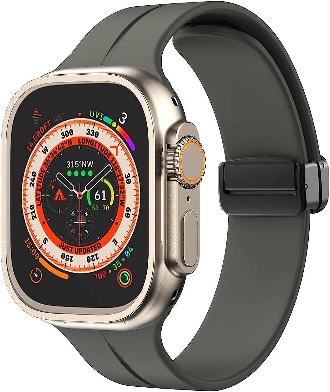 Meyzeli Compatible with Apple Watch Band 38Mm 40Mm 41Mm 42Mm 44Mm 45Mm 49Mm for Women Men, Soft Silicone Magnetic Buckle Sport Watch Band for Apple Watch SE Iwatch Series 8 7 6 5 4 3 2 1 Ultra  Meyzeli Space Gray- Black Buckle 38mm/40mm/41mm 