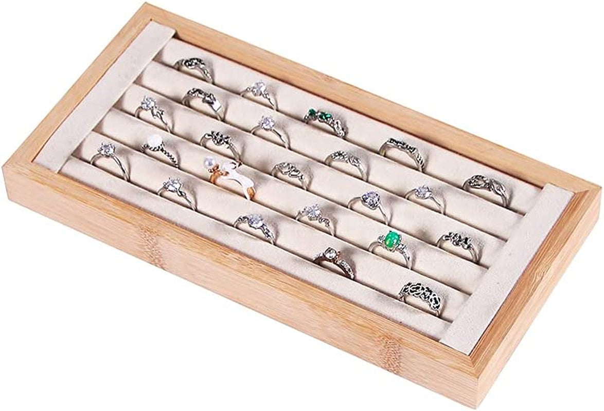 Kanwoder Bamboo Ring Holder,Ring Display Stand,Jewelry Organizer Stand for Rings Earrings Selling（Beige）  Kanwoder   
