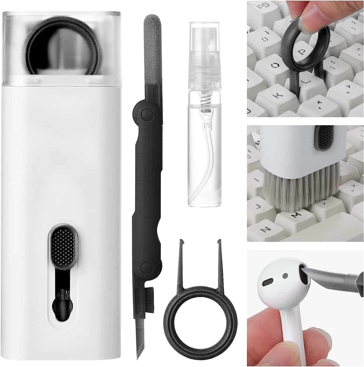 7 in 1 Electronic Cleaner Kit, Keyboard Cleaning Kit with Brush, Multifunctional Cleaner Set for Airpods Pro/Laptop/Phone/Computer/Screen  Doter Gray-black  