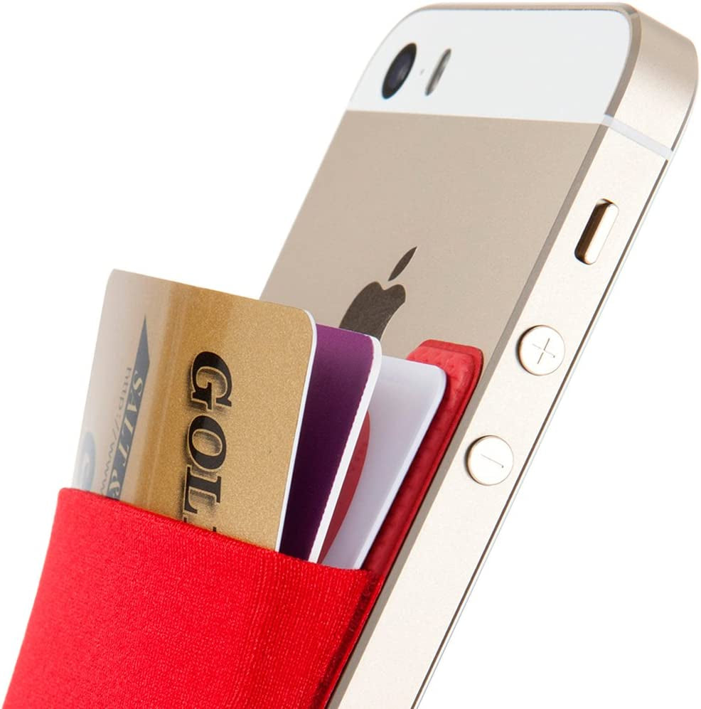 Sinjimoru Stretchy Magnetic Phone Wallet, Magnetic Card Holder for Back of Phone as Phone Wallet Stick on for Magsafe Wallet Compatible with Iphone 14 & 13 12 Series. M-Basic Black  Sinjimoru Co. Ltd Basic 2 Red Adhesive Wallet 