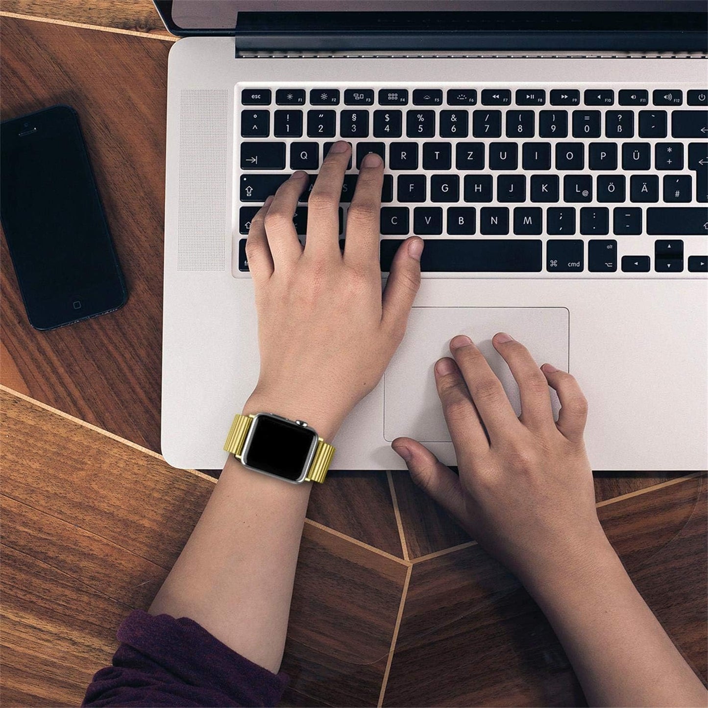 YOUKEX Stretchable Stainless Bands Compatible with for Apple Watch 7 Band 41Mm 45Mm 42Mm 38Mm 40Mm 44Mm,Stainless Steel Stretch Watch Band Metal Expansion in Brushed, Compatible with Iwatch Series 6/5/4/3/2/1 SE  YOUKEX   