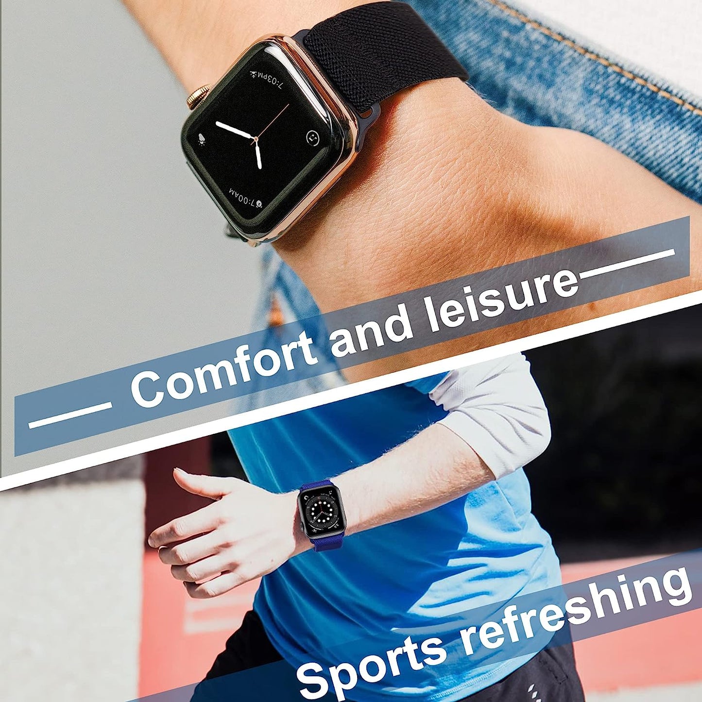 Lace Braided Solo Loop Lace Stretch Nylon Elastic Strapcompatible with Apple Watch Band 38Mm 40Mm 41Mm 42Mm 44Mm 45Mm 49Mm for Men and Women Iwatch Series Ultra SE 8 7 6 5 4 3 2 1, 8 Packs  EOGKJ   