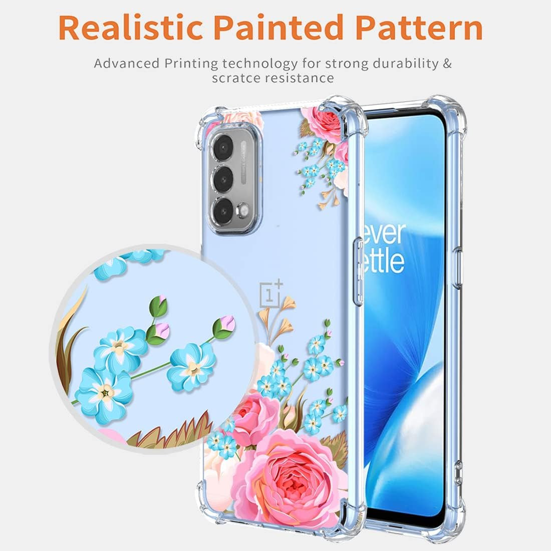 KOARWVC Case for Oneplus Nord N200 Case, Oneplus N200 DE2117 Case Clear with Design Soft TPU Shock Absorption Slim Floral Pattern Protective Back Cover Cases for Oneplus Nord N200 (Rose Flower)  KOARWVC   