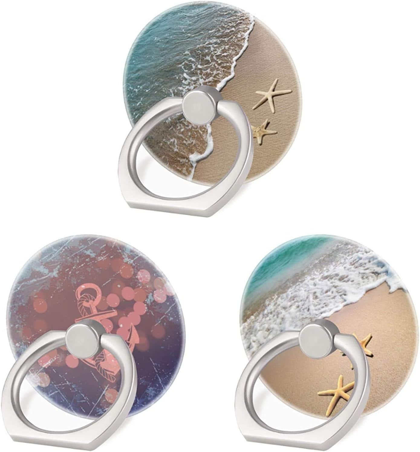 3 Pack/Sea Turtle Cell Phone Ring Holder 360 Degree Finger Ring Stand for Smartphone Tablet  LoveStand Beach and Star Fish  