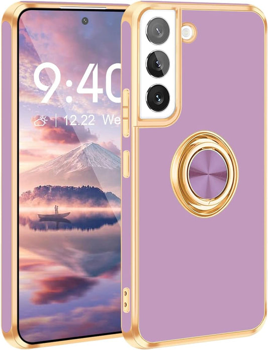 Fingic Samsung Galaxy S22 Case, Galaxy S22 Case with 360° Ring Holder Slim Kickstand Magnetic Support Car Mount Women Girls Soft TPU Protective Phone Case for Samsung Galaxy S22 6.1", Purple  Fingic   