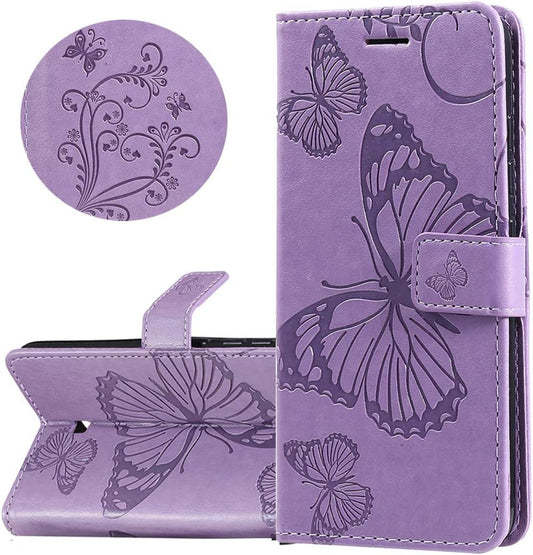 ISADENSER LG V40 Thinq Flip Case LG V40 Thinq Wallet Case LG V40 Case Butterfly [Business Embossing] [Kickstand Flip] [Card Slot] [Magnetic Clasp] Flip Phone Case for LG V40 Purple Butterfly KT  LEMAXELERS   