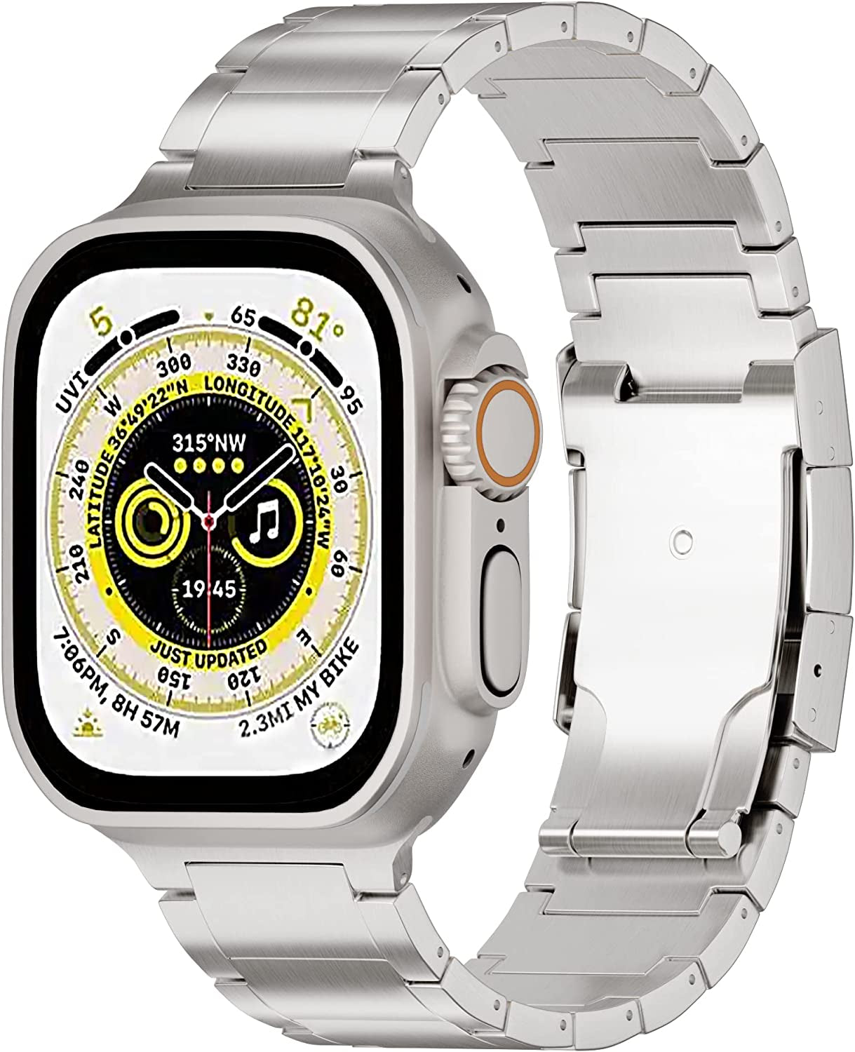 LDFAS Compatible for Apple Watch Band 49Mm 45Mm 44Mm, Titanium Metal Watch Strap with Double Button Clasp for Iwatch Bands Compatible for Apple Watch Ultra/Se, Apple Watch Series 8/7/6/5 Band  LDFAS   