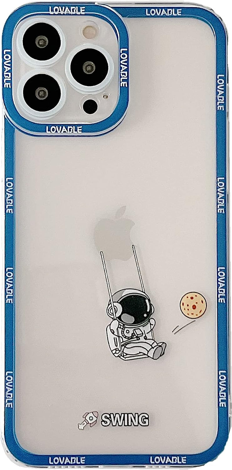 Yonds Queen for Iphone 13 Mini Cute Case, Cool Cartoon Swing Astronaut Planet Moon Design Stylish Soft TPU Bumper Shockproof Anti-Slip Protector Case (Iphone 13 Mini, Black Planet)  Yonds Queen Clear Swing Iphone 13 Mini 