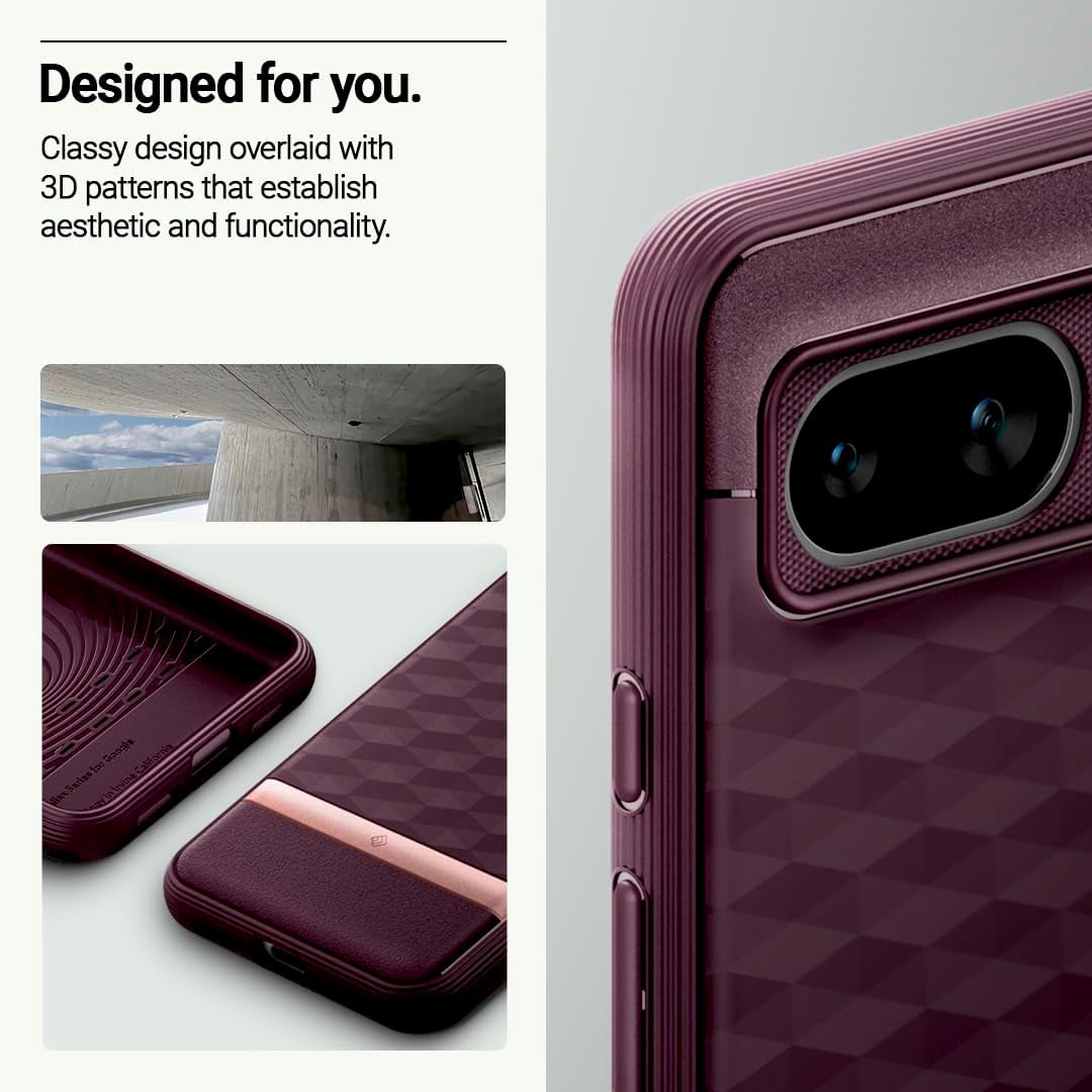 Caseology Parallax 3D Ergonomic Design Case Compatible with Google Pixel 8 Case 5G [Military Grade Drop Tested](2023) - Burgundy  Caseology   