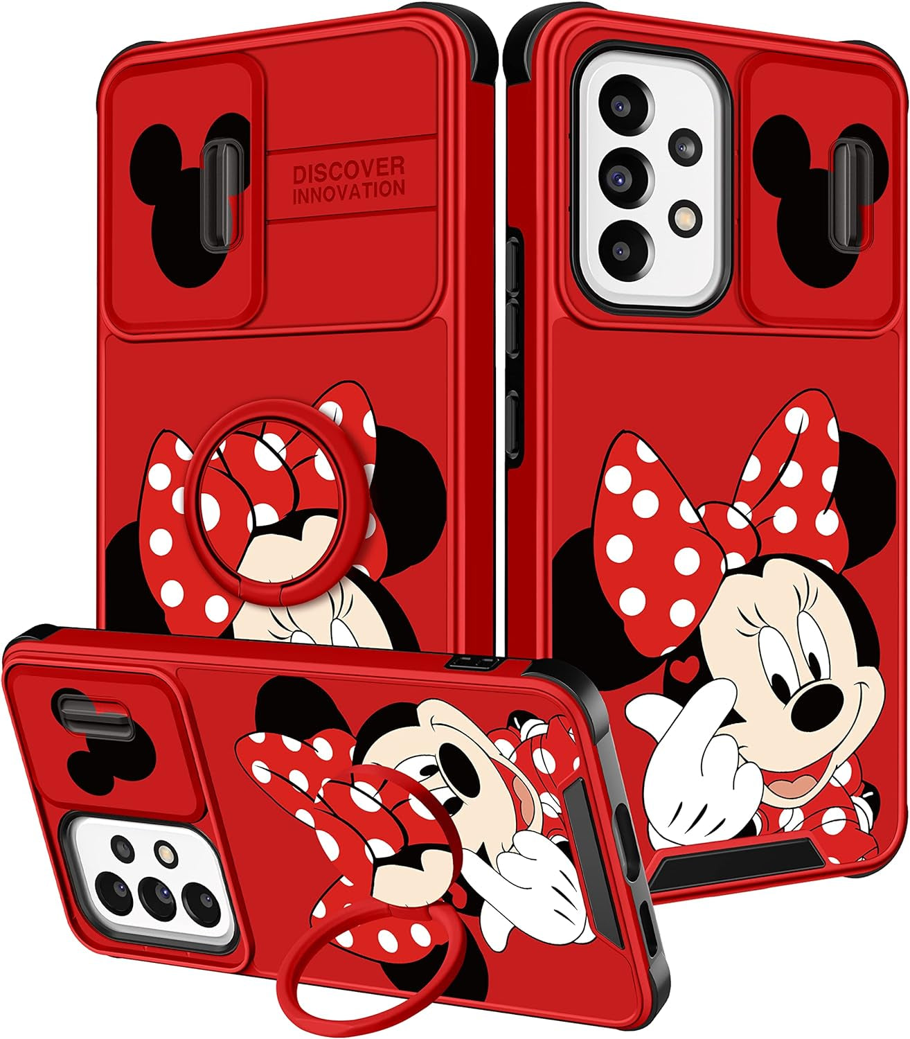 Oqpa for Samsung Galaxy A53 5G Case Cute Cartoon for Women Girly Girls Boys Kids Kawaii Funny Samsung A53 Phone Case Cover with Camera Cover+Ring Holder for Galaxy A53 5G, Happy Miki  meitong2020 2-Heart Minni  