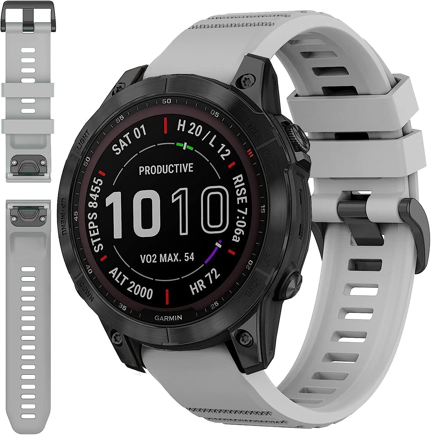 Miimall Compatible for Garmin Fenix 7 Watch Band 22Mm Sport Soft Silicone Flexible Watch Strap Quick Fit Silicone Band Strap for Garmin Fenix 7/7 Sapphire Solar/Fenix 6/6 Pro//Fenix 5 22Mm(Green)  Miimall Gray  