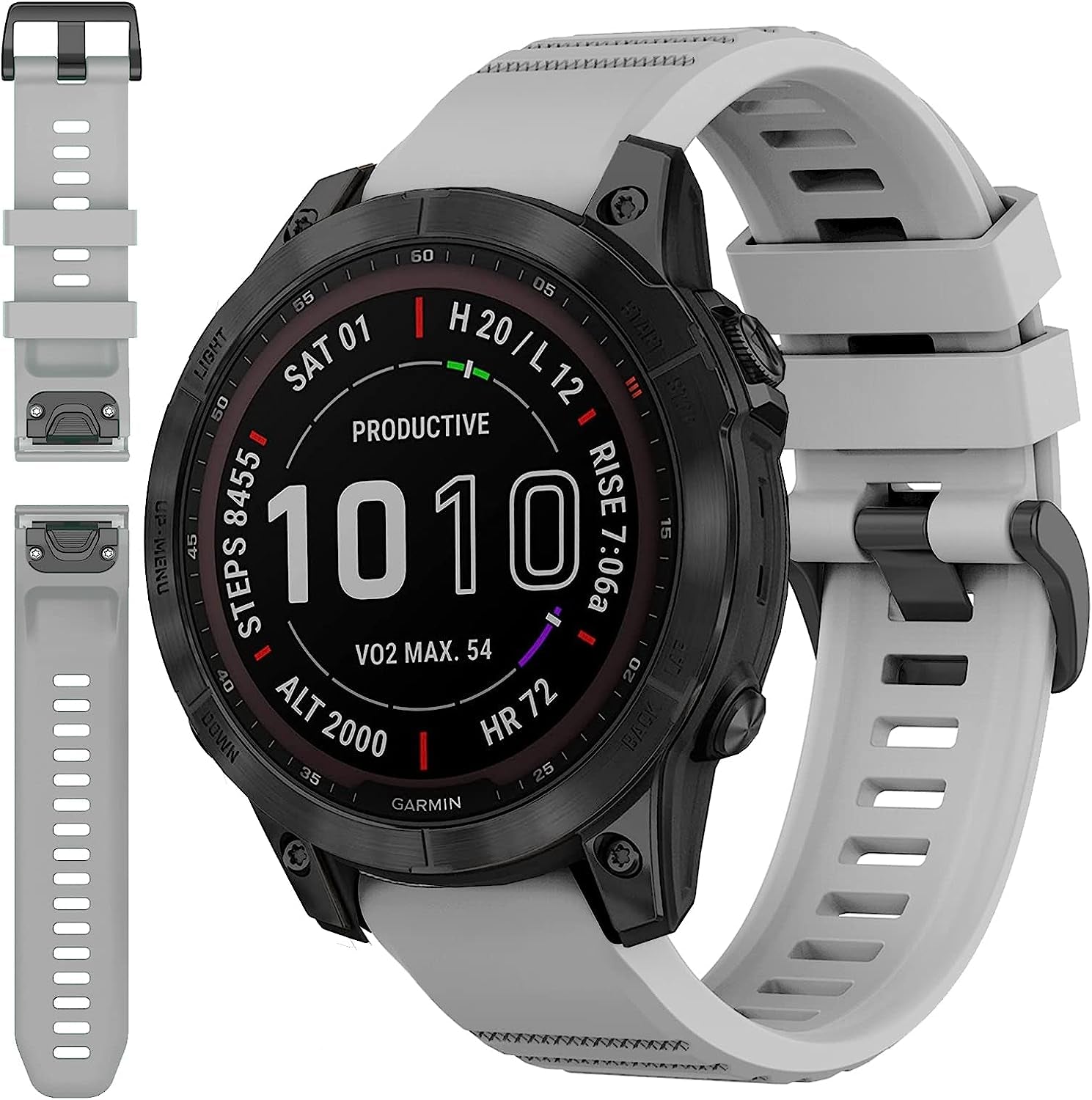 Miimall Compatible for Garmin Fenix 7 Watch Band 22Mm Sport Soft Silicone Flexible Watch Strap Quick Fit Silicone Band Strap for Garmin Fenix 7/7 Sapphire Solar/Fenix 6/6 Pro//Fenix 5 22Mm(Green)  Miimall Gray  