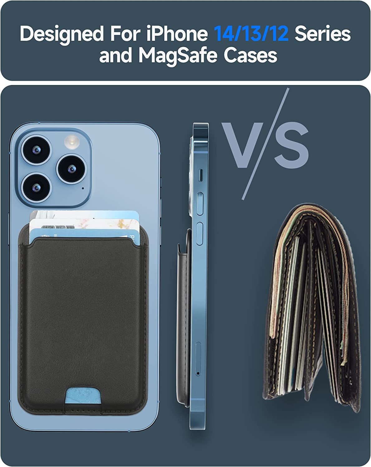 LCYATSI Magnetic Card Wallet Holder with Magsafe for Iphone 12/13/14 Mini/Plus/Pro/Max, Magnetic Cell Phone Wallet Card Holder for Magsafe Compatible with Most of Cell Phone Black  LCYATSI   