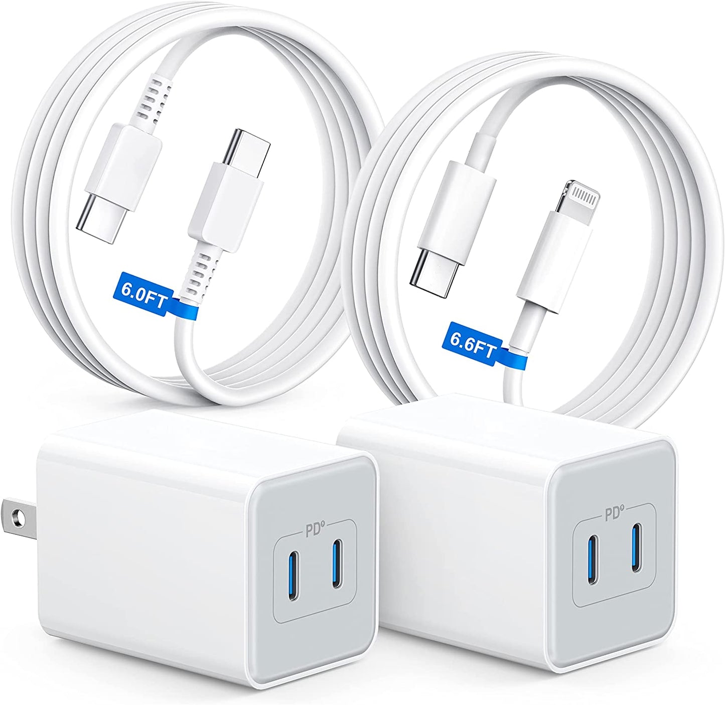 【2023 New】 35W Dual USB-C Port Compact Power Adapter [Mfi Certified] PD 3.0 Gan Foldable USB Type C Plug Fast Wall Charger Block for Iphone 13 12 11 14 Pro Max plus Mini, Ipad, Airpods, Macbook Air  Shenzhen Hua Nan Tong Electronic Technology Co.,Ltd. Dual White  