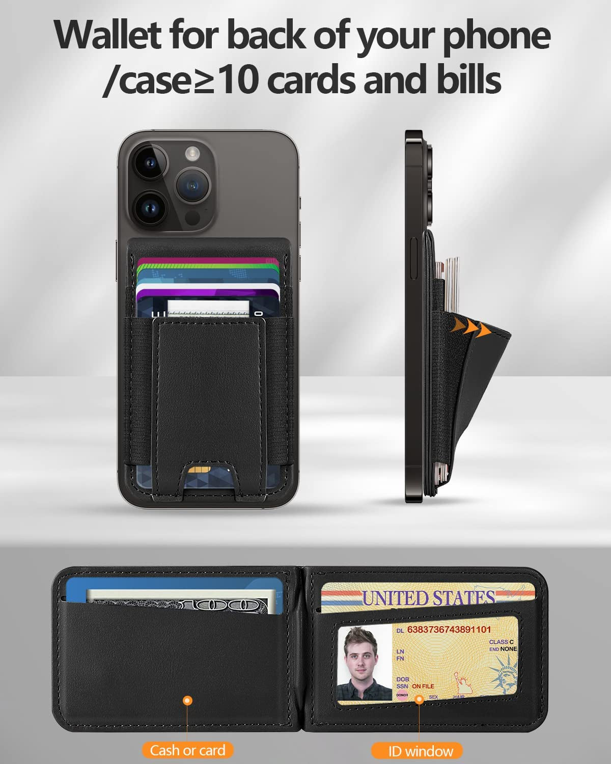 Magnetic Wallet, Magsafe Wallet Adjustable Stand, Magnetic Card Holder, ≥10 Cards, 4 Card Slots, for Iphone 14 Pro Max/14 Plus/14 Pro/14/13/13 Pro/13 Pro Max/12/12 Pro/12 Pro Max, Not for Iphone Mini  Miroddi   