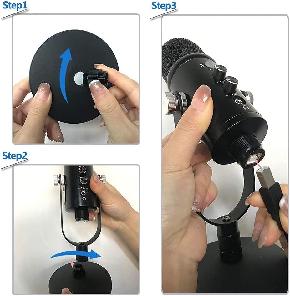 USB Microphone, Condenser Computer Microphone for Streaming, Gaming, Youtube Recording, Plug and Play,Headphone Output and Volume Control,Quick Mute Button,Compatible with Laptop, Phone (Black)  wolfun   