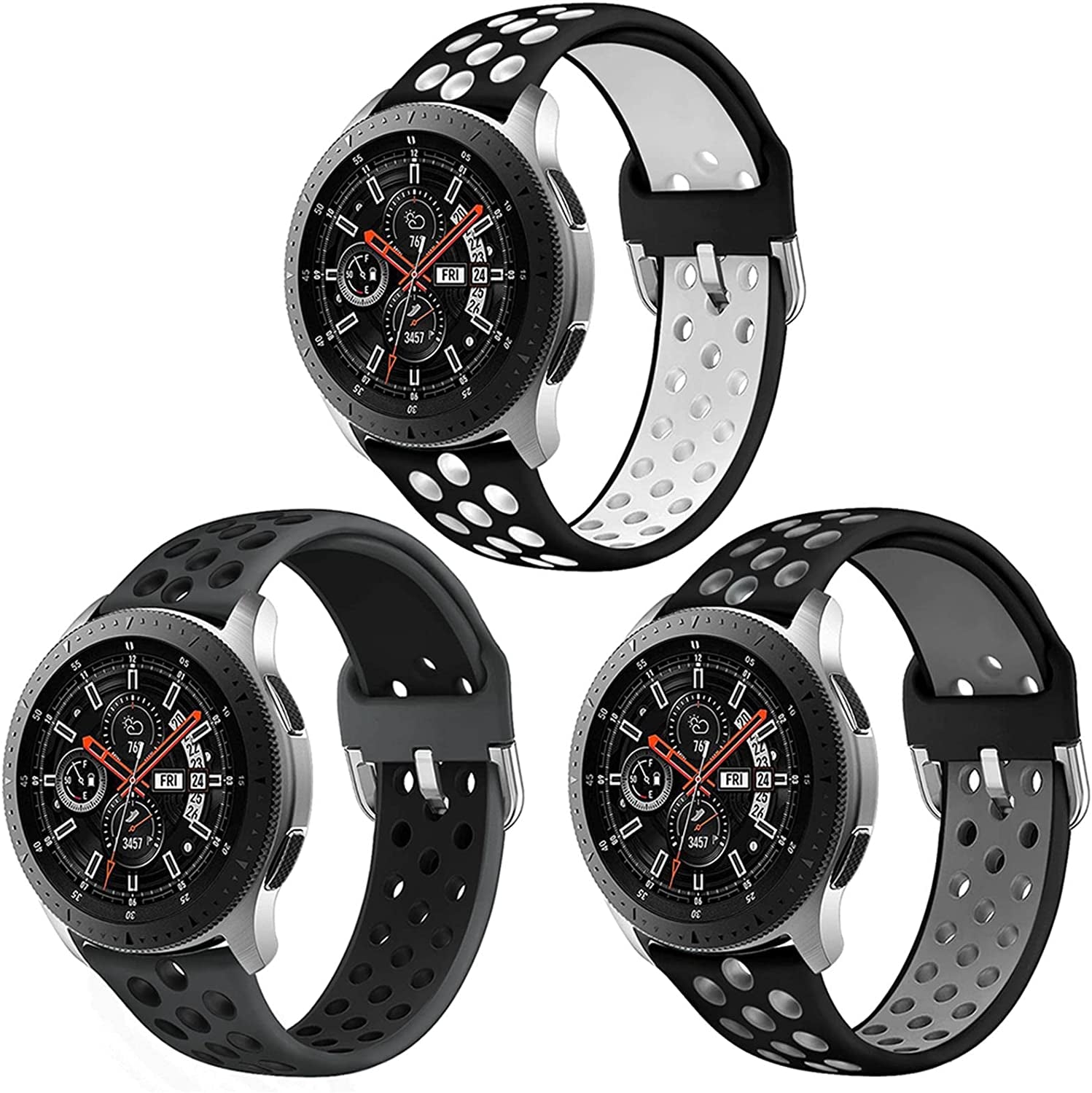 NAHAI 3 Pack Sport Bands Compatible with Samsung Galaxy Watch 46Mm/Gear S3 Frontier for Men Women, 22Mm Watch Band Silicone Quick Release Rubber Replacement Strap for Galaxy Watch 3 LTE (45Mm)  NAHAI   