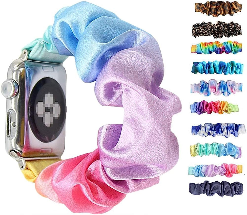 Tomcrazy Scrunchie Elastic Watchband for Apple Watch Band Series 8 7 6 5 4 3 2 1 SE Ultra, Watch Band for Iwatch 49Mm 45Mm 41Mm 38Mm 40Mm 42Mm 44Mm Strap Bracelet  Ruidou Technology Co Ltd Rainbow 64 41mm/40mm/38mm 
