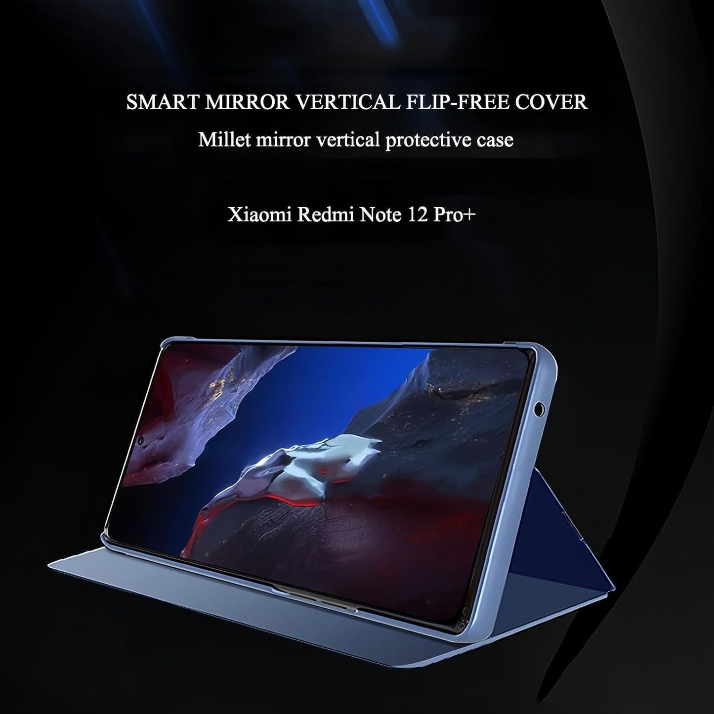 Ysnzaq Mirror Case for Xiaomi Redmi Note 12 Pro+ 6.67 Inch, Smart Window Phone Cover with Stand for Xiaomi Redmi Note 12 Pro plus JM Black  Ysnzaq   