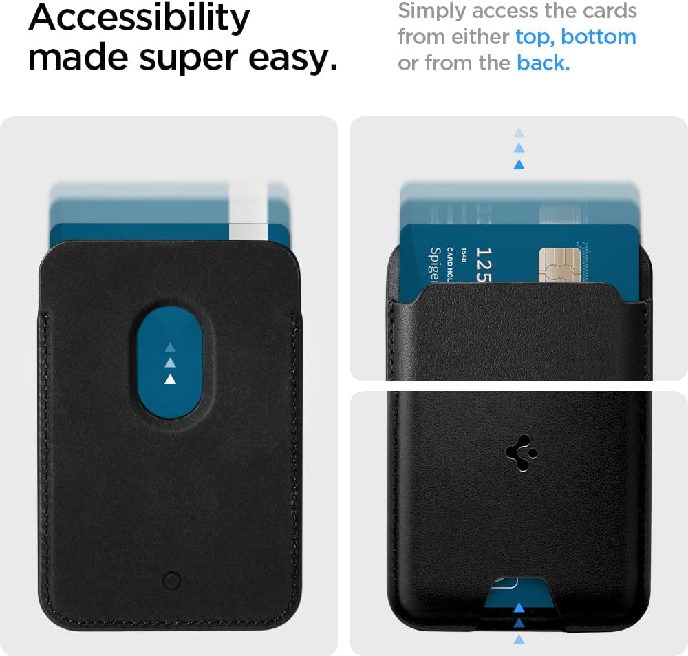 Spigen Valentinus (Magfit) Magnetic Wallet Card Holder 3-Cards Designed for Magsafe Compatible with Iphone 14, Iphone 13, Iphone 12 Models - Black  Spigen   