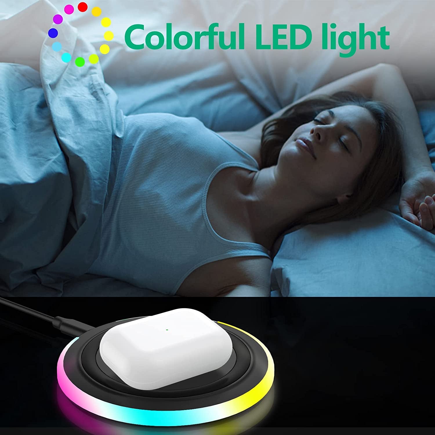 Wireless Charging Pad, 15W Max Fast Wireless Charger, Wireless Phone Charger for Iphone 14/14Plus/14 Pro/14 Pro Max/13/12/11/X/Se/8, Samsung Galaxy S22/S21/S20, Note20/10, Airpods Pro  COO   