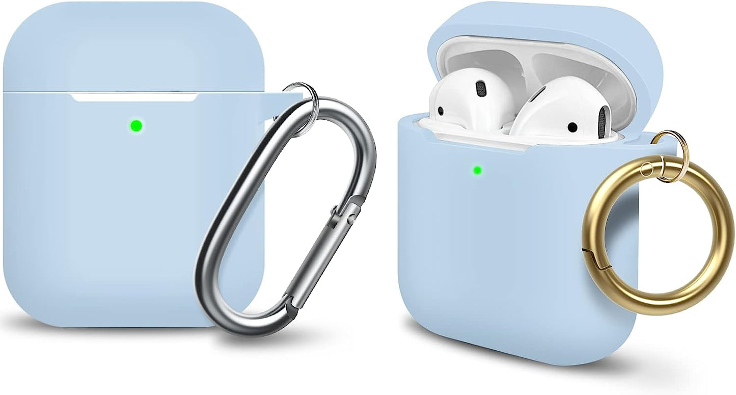 MOLOPPO Case Cover Compatible with Airpods, Soft Silicone Protective Cover with Keychain for Women Men Compatible with Apple Airpods 2Nd 1St Generation Charging Case, Front LED Visible- Milk Tea  MOLOVA C-Sky Blue  