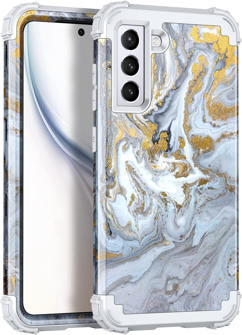 Rancase for Galaxy S21 5G Case,Three Layer Heavy Duty Shockproof Protection Hard Plastic Bumper +Soft Silicone Rubber Protective Case for Samsung Galaxy S21 5G 6.2 Inch,Purple Mandala  Rancase Gray/Gold  