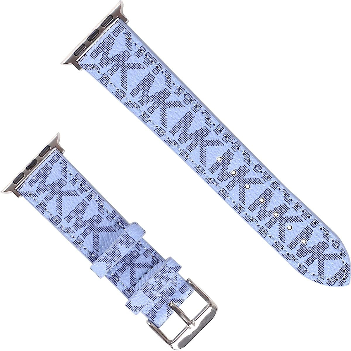 Designer Luxury Watch Band Compatible with Apple Watch 45Mm 44Mm 42Mm 41Mm 40Mm 38Mm, Soft Leather Replacement Strap Compatible with Iwatch Series 8/7/6/5/4/3/2/1/SE2/SE for Women Men  GIFUNA Blue 38mm/40mm/41mm 