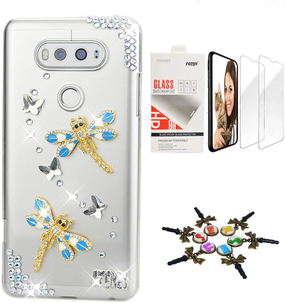 STENES Bling Case Compatible with LG G6 / LG G6 plus - Stylish - 3D Handmade [Sparkle Series] Tropical Fish Mermaiddesign Cover with Screen Protector [2 Pack] - Blue  STENES Dragonfly / Green Design For Lg V40 Thinq 