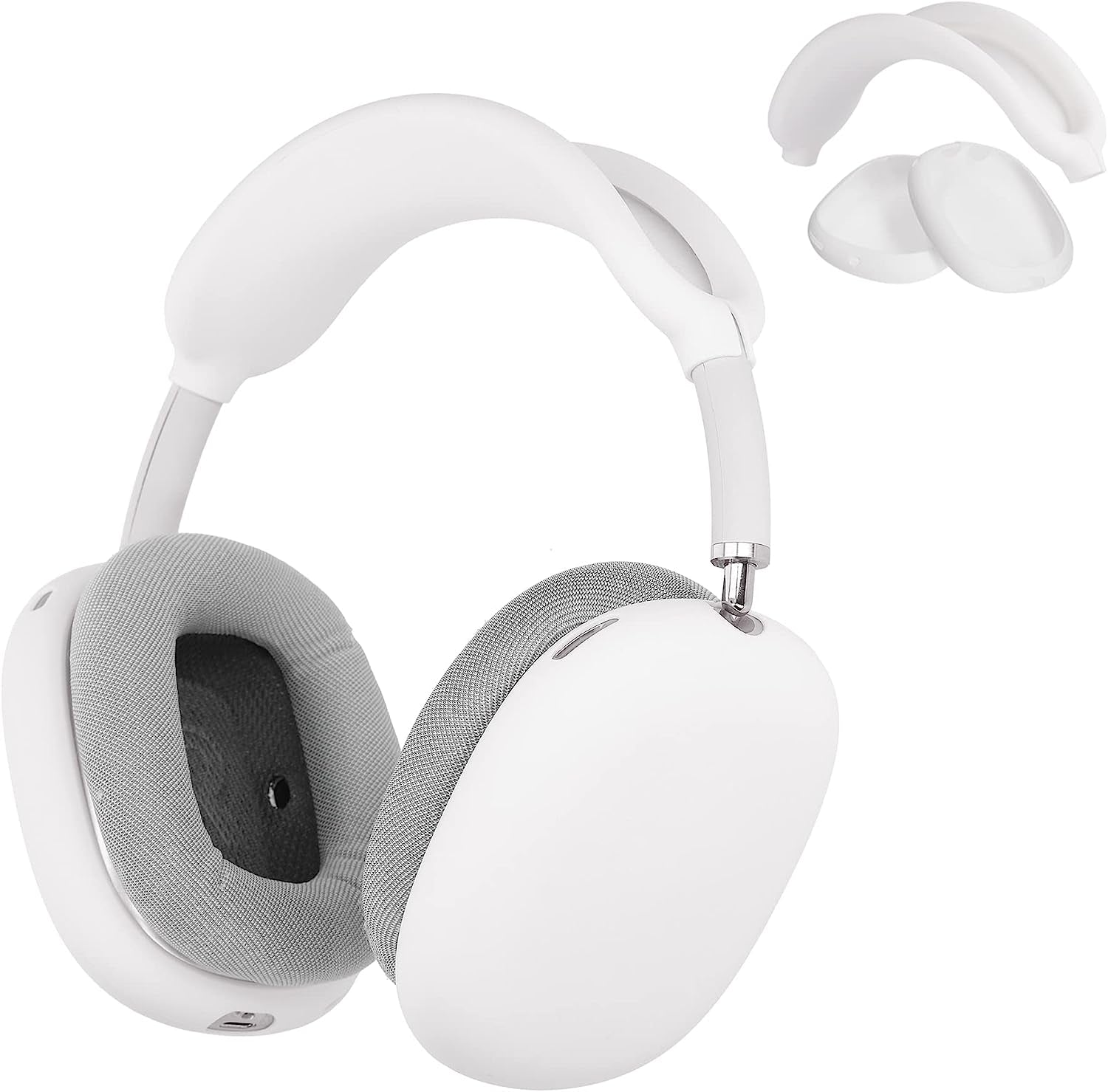 Kwmobile Silicone Headband and Ear Pads Cover Set Compatible with Apple Airpods Max - Covers - White/Black  KW-Commerce white / white  