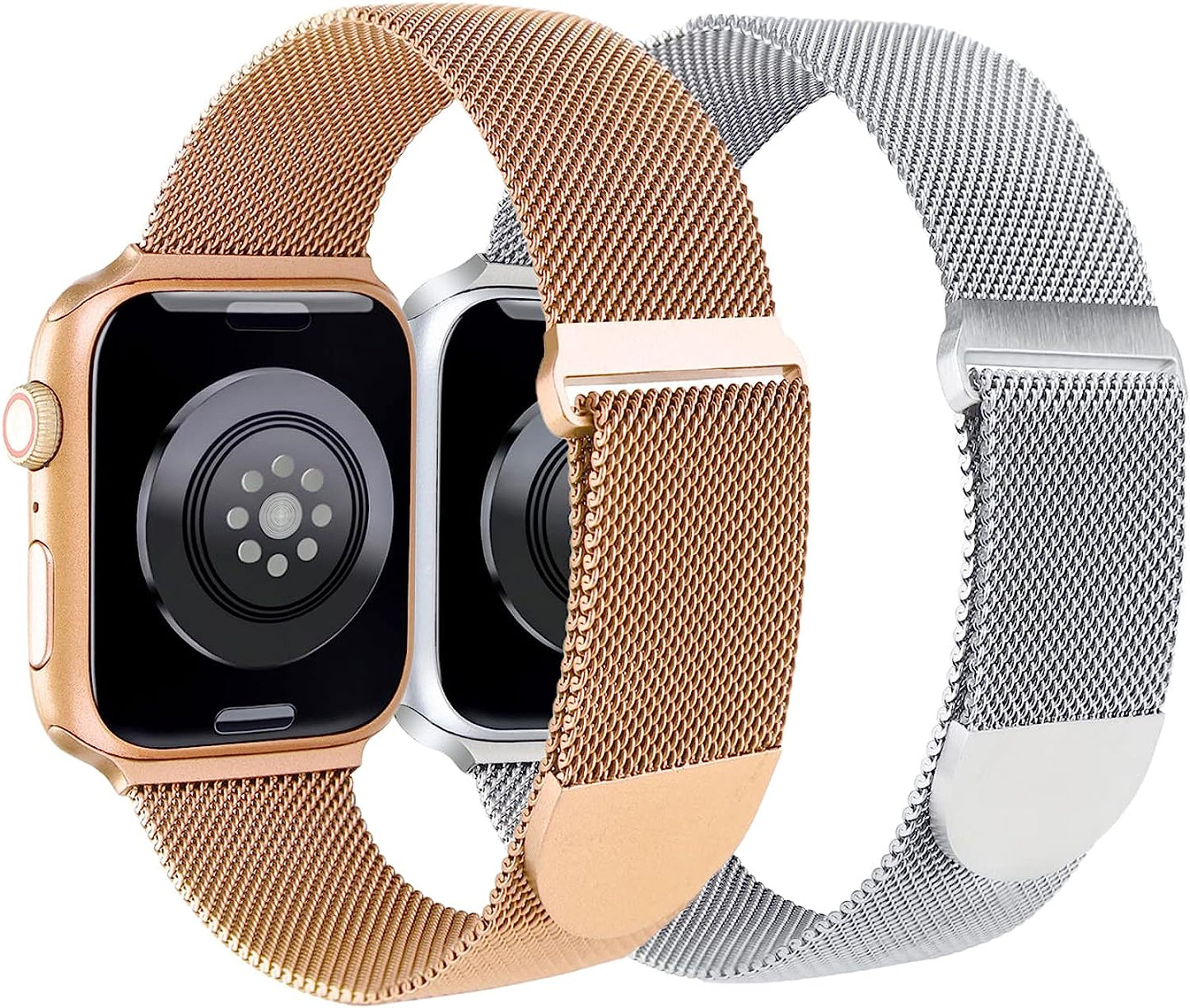 ASOTC Metal Band Compatible with Apple Watch Bands 40Mm 38Mm 41Mm 45Mm 44Mm 42Mm 49Mm for Women Men, Stainless Steel Milanese Mesh Loop Magnetic Wristbands for Iwatch Series 8 7 6 5 4 3 2 1 SE Ultra  ASOTC Rose Gold/Silver 42mm/44mm/45mm/49mm 