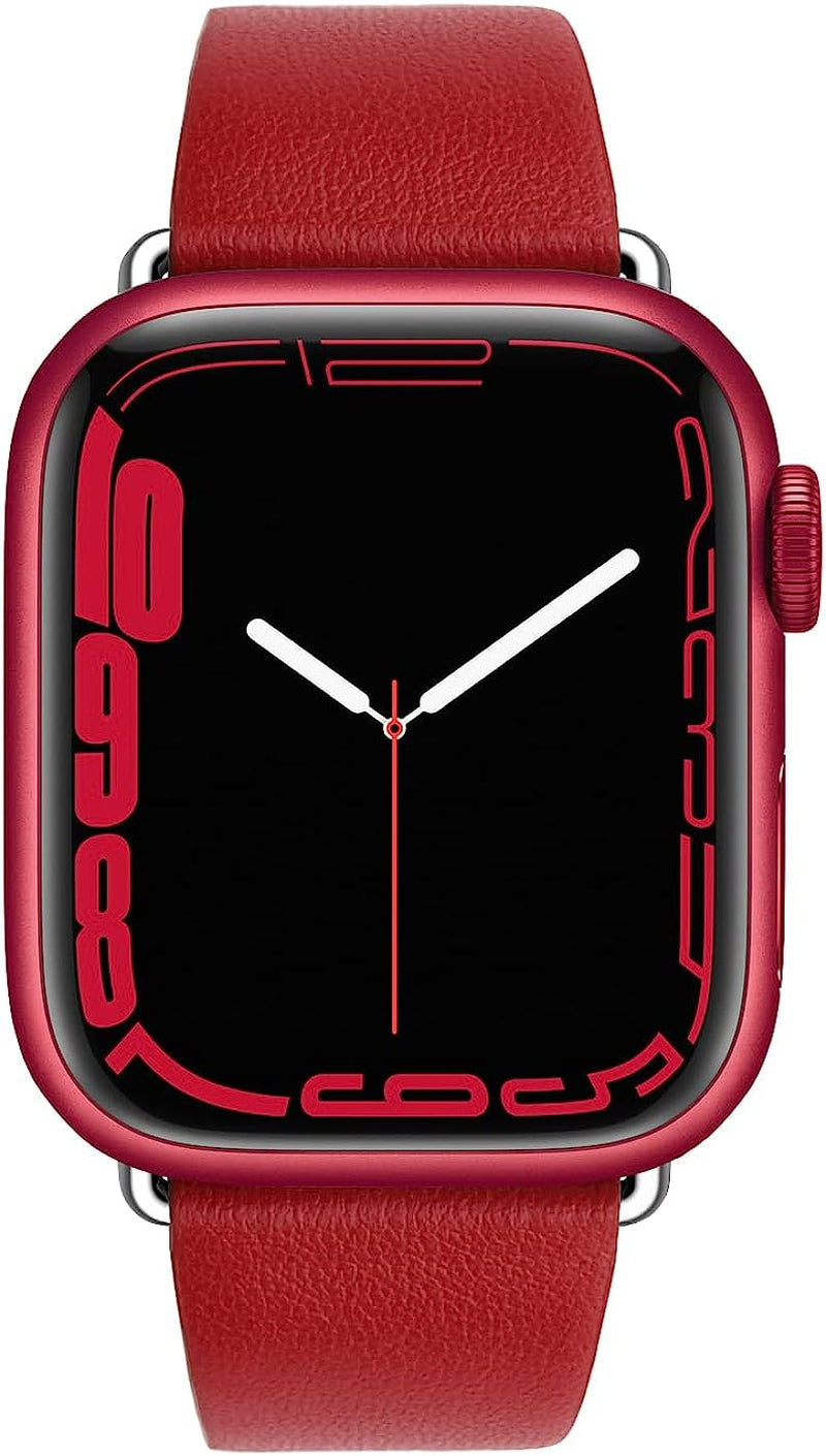 Eyamumo Thin Leather Band Compatible with Apple Watch Bands 41Mm 40Mm 38Mm Women, Genuine Leather Bands Wristbands Replacement Straps for Apple Iwatch SE2 SE Series 8 7 6 5 4 3 2 1  Eyamumo Hibiscus Red 41MM / 40MM / 38MM 