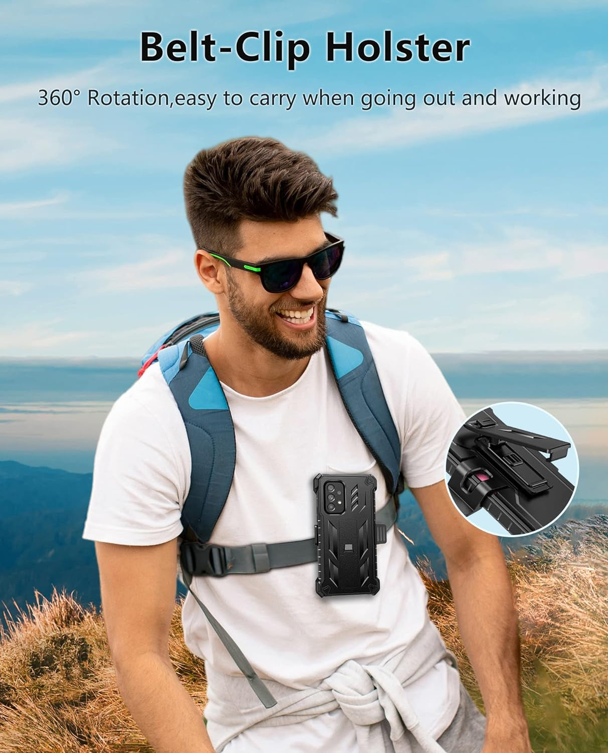 Soios for Samsung Galaxy A53 5G Case: with Built-In Screen Protector & Kickstand | Full-Body Dual Layer Rugged Belt-Clip Holster | Heavy Duty Shockproof Protective Phone Cover - 6.5Inch - Black  SOiOS   